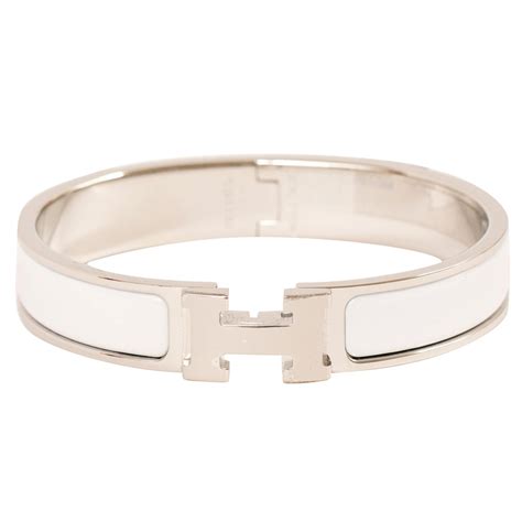 hermes bracelet white enamel and silver|Hermes enamel bracelet review.